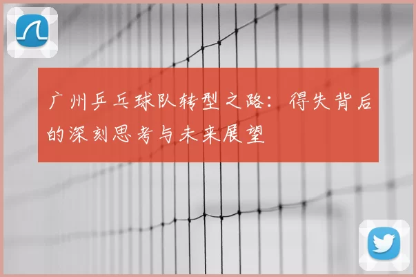 广州乒乓球队转型之路：得失背后的深刻思考与未来展望